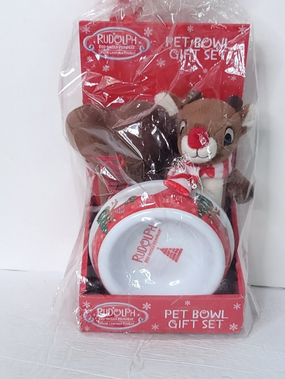 Rudolph the Red Nosed Reindeer Dog Toy Set Plush Pet Bowl Small Dog Gift Set NEW